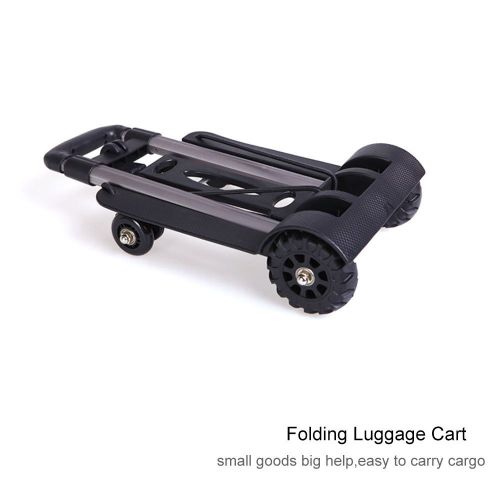  KYLINDRE Folding Luggage Cart, Portable Aluminum Alloy Car Travel Trailer Household Luggage Cart Shopping Trolley