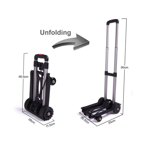  KYLINDRE Folding Luggage Cart, Portable Aluminum Alloy Car Travel Trailer Household Luggage Cart Shopping Trolley