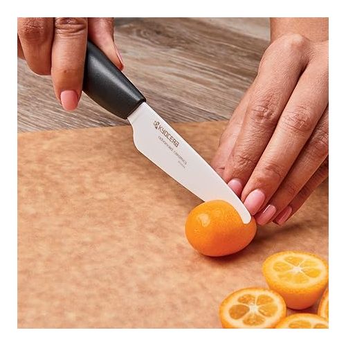  Kyocera Advanced Ceramics - Revolution Series 3-Piece Ceramic Knife Set: Includes 6-inch Chef's Knife; 5-inch Micro Serrated Knife; and 3-inch Paring Knife; Black Handles with White Blades