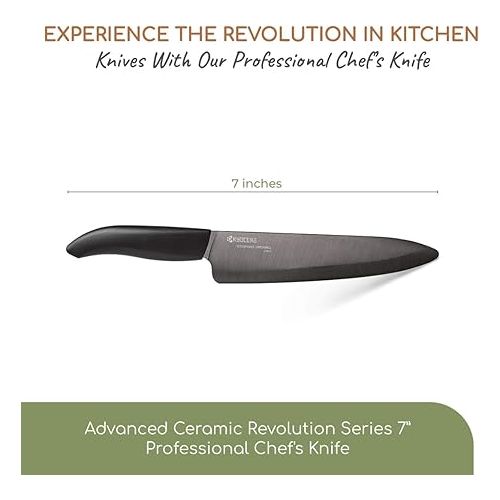  Kyocera Revolution Kitchen Knife, 7-inch Professional, Black