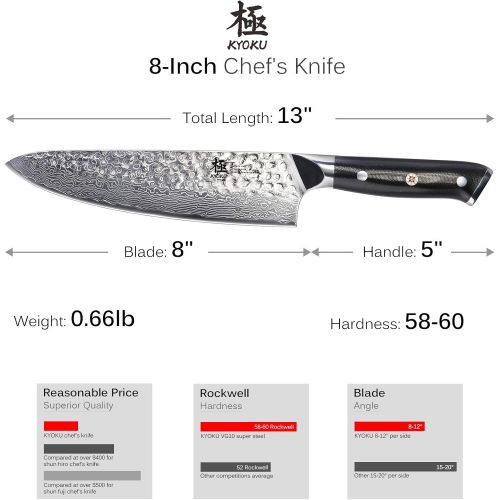  [아마존핫딜][아마존 핫딜] KYOKU Daimyo Series - Damascus Chef Knife - Japanese VG10 Steel - with Sheath & Case (Chef Knife 8)