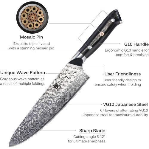  [아마존핫딜][아마존 핫딜] KYOKU Daimyo Series - Damascus Chef Knife - Japanese VG10 Steel - with Sheath & Case (Chef Knife 8)