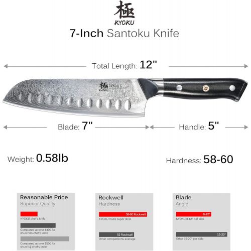  [아마존 핫딜] KYOKU Daimyo Series - Damascus Chef Knife - Japanese VG10 Steel - with Sheath & Case (Santoku Knife 7)