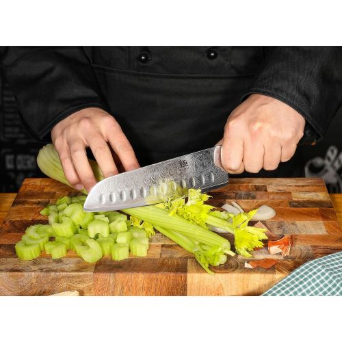  [아마존 핫딜] KYOKU Daimyo Series - Damascus Chef Knife - Japanese VG10 Steel - with Sheath & Case (Santoku Knife 7)