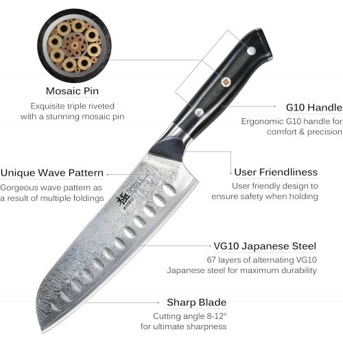  [아마존 핫딜] KYOKU Daimyo Series - Damascus Chef Knife - Japanese VG10 Steel - with Sheath & Case (Santoku Knife 7)