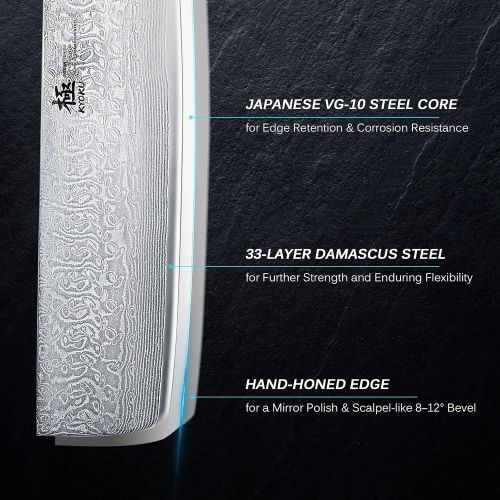  KYOKU 7 Nakiri Knife + 7 Vegetable Cleaver - Shogun Series - Japanese VG10 Steel Core Forged Damascus Blade