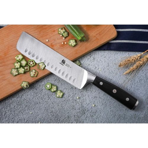  Kyoku Samurai Series 7 Nakiri Vegetable Knife + 7 Chinese Vegetable Cleaver - Full Tang - Japanese High Carbon Steel - Pakkawood Handle