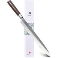 KYOKU Samurai Series - 10.5 Yanagiba Knife Japanese Sushi Sashimi Knives - Superior Japanese Steel - Wenge Wood Handle - with Case