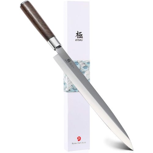  KYOKU Samurai Series - 10.5 Yanagiba Knife Japanese Sushi Sashimi Knives - Superior Japanese Steel - Wenge Wood Handle - with Case