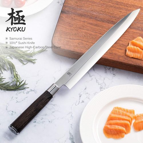  KYOKU Samurai Series - 10.5 Yanagiba Knife Japanese Sushi Sashimi Knives - Superior Japanese Steel - Wenge Wood Handle - with Case