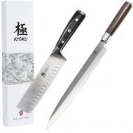 Kyoku Samurai Series 7 Nakiri Vegetable Knife + 10.5 Yanagiba Knife Japanese Sushi Sashimi Knives - Japanese Steel