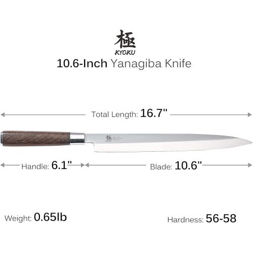  Kyoku Samurai Series 7 Nakiri Vegetable Knife + 10.5 Yanagiba Knife Japanese Sushi Sashimi Knives - Japanese Steel