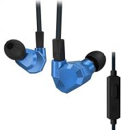 Quad Driver Headphones,ERJIGO KZ ZS5 High Fidelity Extra Bass Earbuds with Microphone and remote,with Detachable Cable,Blue