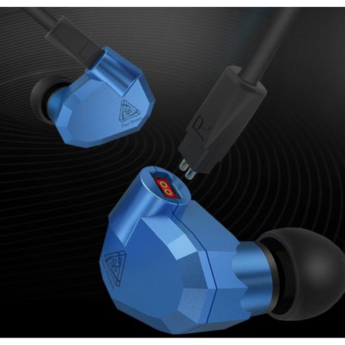  Quad Driver Headphones,ERJIGO KZ ZS5 High Fidelity Extra Bass Earbuds with Microphone and remote,with Detachable Cable,Blue