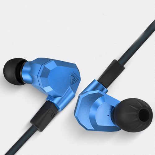  Quad Driver Headphones,ERJIGO KZ ZS5 High Fidelity Extra Bass Earbuds with Microphone and remote,with Detachable Cable,Blue