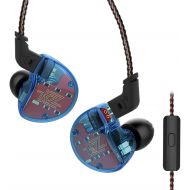 Five Driver Headphones,KZ ZS10 High Fidelity Noise-Isolating EarbudsEarphones with Microphone (Blue)