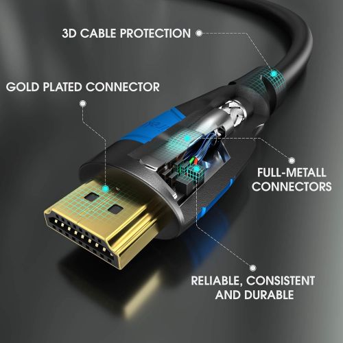  [아마존베스트]4K HDMI Cable, HDMI Cord (25 feet HDMI to HDMI, Top Series) supports (4K@60HZ, 1080p FullHD, UHD, Ultra HD, 3D, High Speed with Ethernet, ARC, PS4, XBOX, HDTV) by KabelDirekt