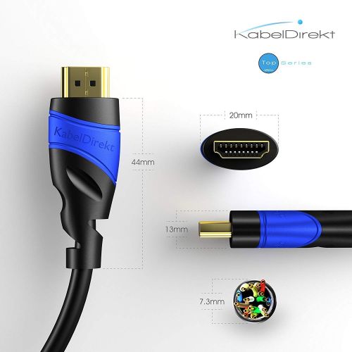  [아마존 핫딜]  [아마존핫딜]KabelDirekt - 4K HDMI Kabel - 2m - kompatibel mit (HDMI 2.0a/b 2.0, 1.4a, 4K Ultra HD, 3D, Full HD, 1080p, HDR, ARC, Highspeed mit Ethernet, PS4, XBOX, HDTV) - TOP Series, Schwarz/