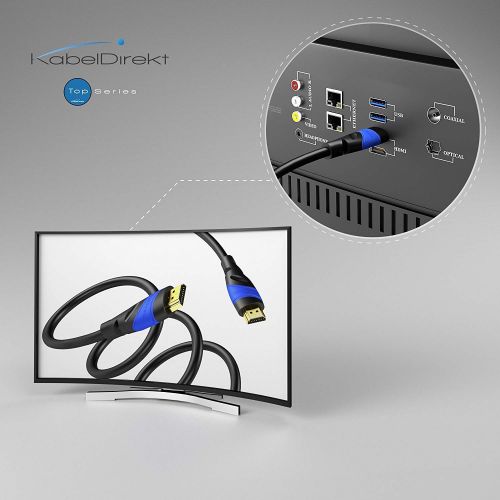  [아마존 핫딜]  [아마존핫딜]KabelDirekt - 4K HDMI Kabel - 2m - kompatibel mit (HDMI 2.0a/b 2.0, 1.4a, 4K Ultra HD, 3D, Full HD, 1080p, HDR, ARC, Highspeed mit Ethernet, PS4, XBOX, HDTV) - TOP Series, Schwarz/