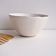 /Kabinshop Handmade simple white ceramic bowl, white pottery bowl, ceramic serving bowl, white ceramic tableware, cereal bowl,ceramic dish,pottery dish