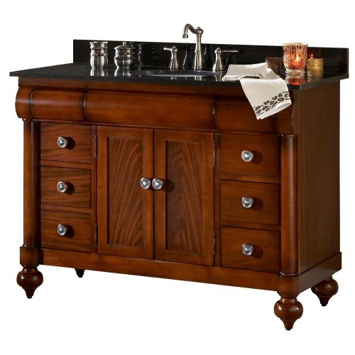  Kaco International Kaco international 348-4800-AB John Adams 48-Inch Vanity in a Brown Cherry Sherwin Williams Finish and Black Granite Top