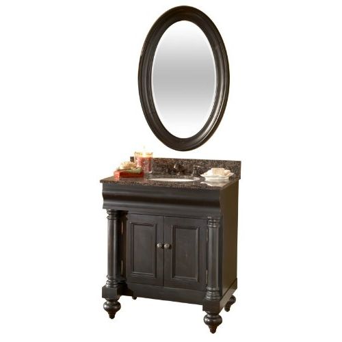  Kaco International Kaco international 725-3000-B-AB Guild Hall 30-Inch Vanity in Distressed Black Sherwin Williams Finish and Black Granite Top