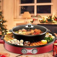 [아마존베스트]Kacsoo Indoor Hot Pot Multifunctional Smokeless Grill 2 in 1 Removable Cleaning Pot with Large Capacity, Separate Double Temperature Control