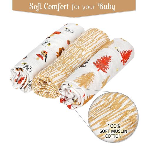  Kadut Kids Ultra Soft Signature Collection 3 Pack Muslin 100 & Cotton Baby Blanket,Swaddle Blankets, receiving blanket, Burp Cloths Large 47x47 Inches - For Boy Girl, Infant Newb