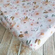 /KadydidDesigns Floral Crib Sheet - Girls Baby Sheet - Peach Crib Sheet - Toddler Sheet - Floral Changing Pad Cover - Baby Shower Gift - Baby Bedding