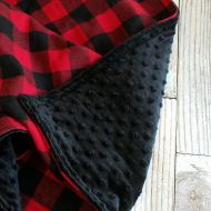 KadydidDesigns Minky Baby Blanket - Minky Blanket - Black Red Baby Blanket - Buffalo Plaid Baby Blanket - Baby Shower Gift - Woodland Baby Bedding