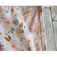 KadydidDesigns Blush Pink Floral Baby Blanket - Girls Baby Blanket - Cream Pink Blanket - Floral Baby Blanket - Floral Baby Bedding - Baby Shower Gift