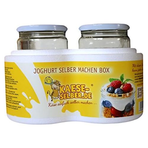  [아마존베스트]Kaese-selber.de Yoghurt box, yoghurt maker without electricity, 2 x 0.5 litre glass, make yoghurt yourself.