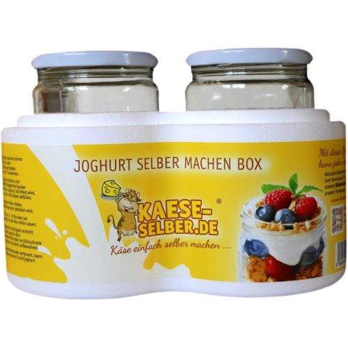  [아마존베스트]Kaese-selber.de Yoghurt box, yoghurt maker without electricity, 2 x 0.5 litre glass, make yoghurt yourself.