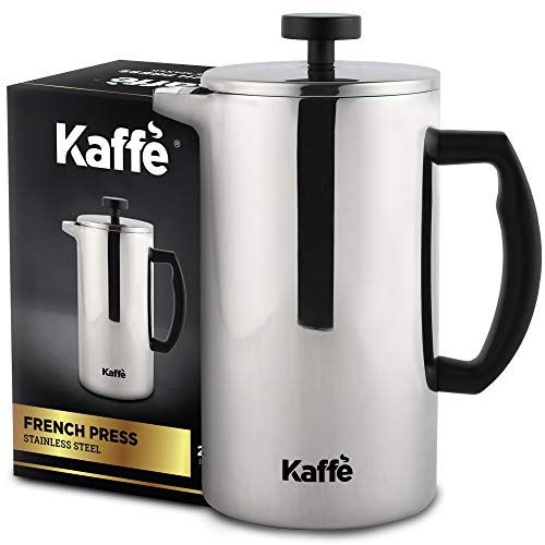  [아마존베스트]Kaffe French Press Coffee Maker. Double-Wall Stainless Steel (6 Cups 0.8L). Extra Filter Included!