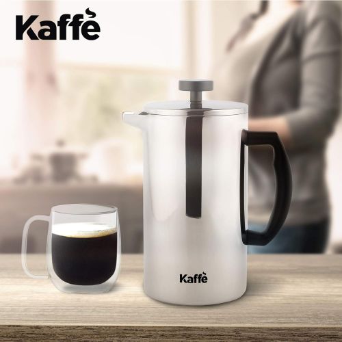  [아마존베스트]Kaffe French Press Coffee Maker. Double-Wall Stainless Steel (6 Cups 0.8L). Extra Filter Included!