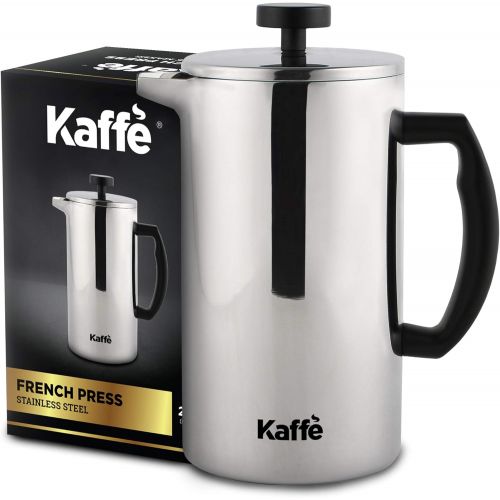  [아마존베스트]Kaffe French Press Coffee Maker. Double-Wall Stainless Steel (6 Cups 0.8L). Extra Filter Included!