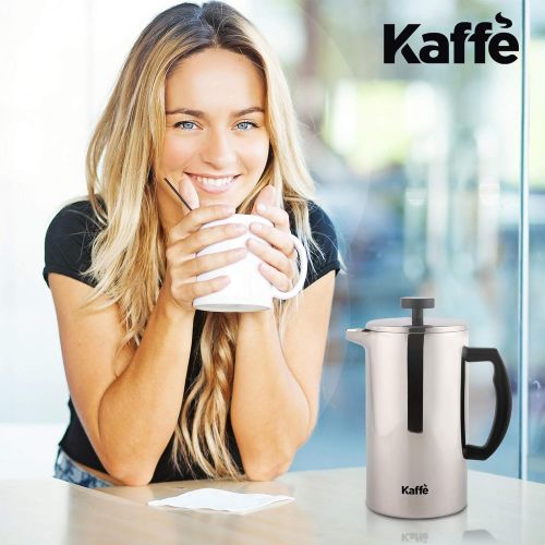  [아마존베스트]Kaffe French Press Coffee Maker. Double-Wall Stainless Steel (6 Cups 0.8L). Extra Filter Included!