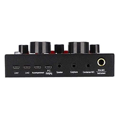  [아마존베스트]Kafuty Mixing Desk Kit Sound Card Compact Digital Audio Mixer External Headphone Microphone Live Transmission Sound Card with 12 Sound Effects for Mobile Phone Computer