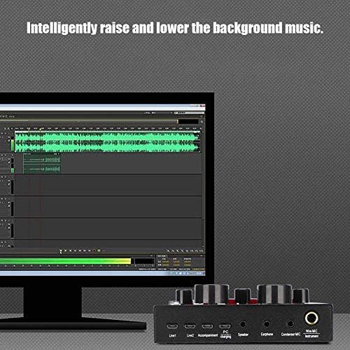  [아마존베스트]Kafuty Mixing Desk Kit Sound Card Compact Digital Audio Mixer External Headphone Microphone Live Transmission Sound Card with 12 Sound Effects for Mobile Phone Computer