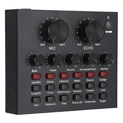  [아마존베스트]Kafuty Mixing Desk Kit Sound Card Compact Digital Audio Mixer External Headphone Microphone Live Transmission Sound Card with 12 Sound Effects for Mobile Phone Computer