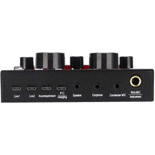  [아마존베스트]Kafuty Mixing Desk Kit Sound Card Compact Digital Audio Mixer External Headphone Microphone Live Transmission Sound Card with 12 Sound Effects for Mobile Phone Computer