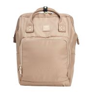 Kah&Kee Nylon Backpack Diaper Bag with Laptop Compartment Waterproof Work Travel School for Women Man (Beige)