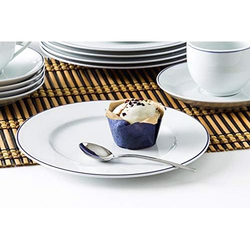  Kahla 050104O72045A Aronda Blaue Linie Porzellan Geschirrset fuer 6 Personen Kaffeeservice Teeservice Fruehstueck Tassen Teller 18-teilig weiss Kaffeeset