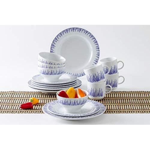  Kahla 57G106O75006C Dinnerware of 4 Wir Machen Blau Porzellan Geschirrset weiss blau Kombiservice 16-teilig Fruehstueckset fuer 4 Personen Snackteller Speiseteller Mueslischuessel Kaffee