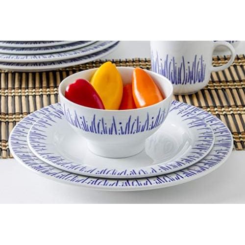  Kahla 57G106O75006C Dinnerware of 4 Wir Machen Blau Porzellan Geschirrset weiss blau Kombiservice 16-teilig Fruehstueckset fuer 4 Personen Snackteller Speiseteller Mueslischuessel Kaffee