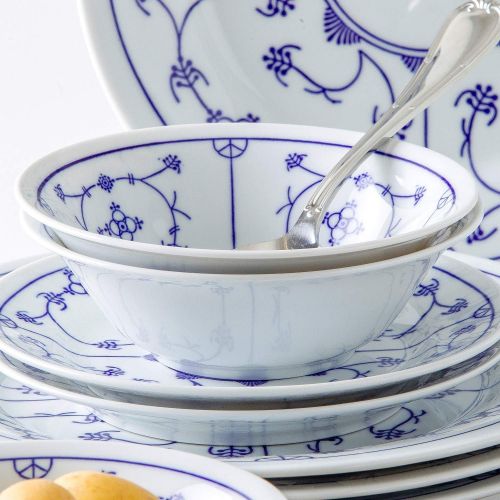  Kahla 16G102O75019H Dinnerware of 4 Blau Saks Porzellan Geschirrset weiss blau Blumenmuster Kombiservice 16-teilig Fruehstueckset fuer 4 Personen Snackteller Speiseteller Mueslischuessel