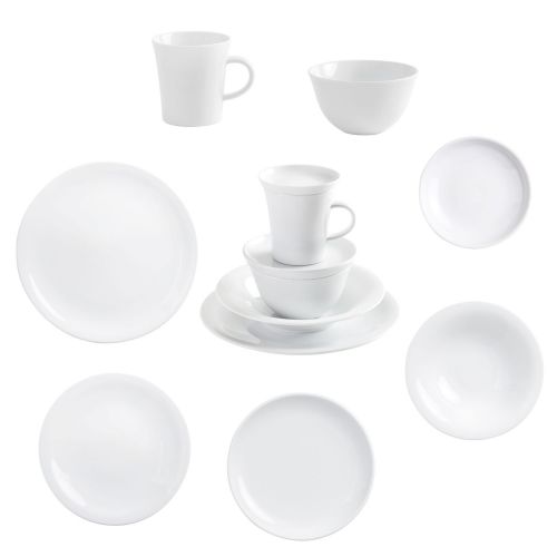  Kahla 32A294A90032C MG On Tour Design to go Komplettset Geschirrset fuer 2 Personen Porzellanservice 14-teilig Tafelservice Tasse Schuessel Teller Pastateller Snackteller weiss