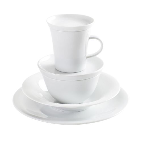  Kahla 32A294A90032C MG On Tour Design to go Komplettset Geschirrset fuer 2 Personen Porzellanservice 14-teilig Tafelservice Tasse Schuessel Teller Pastateller Snackteller weiss