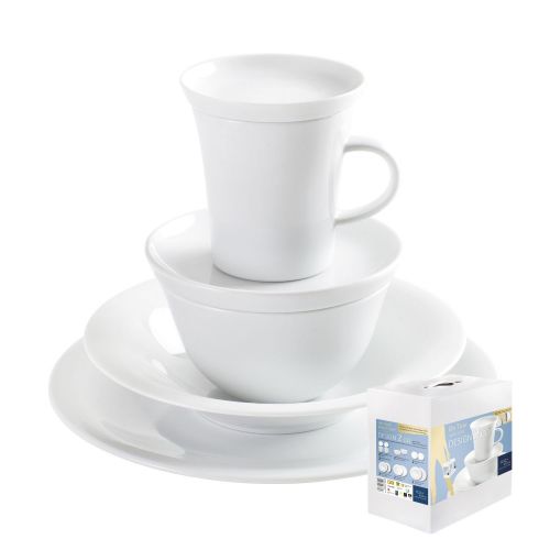  Kahla 32A294A90032C MG On Tour Design to go Komplettset Geschirrset fuer 2 Personen Porzellanservice 14-teilig Tafelservice Tasse Schuessel Teller Pastateller Snackteller weiss