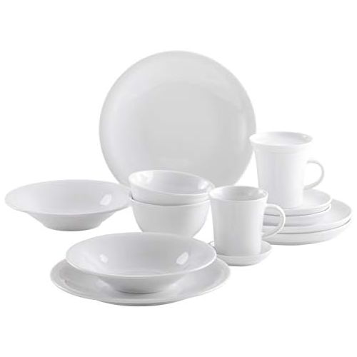  Kahla 32E198A90032C Update Design to go wiess Geschirrset fuer 2 Personen Starterset 14-teilig Porzellanservice Becher Schuessel Teller Suppenteller Snackteller